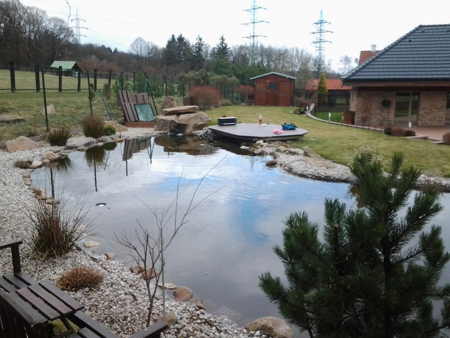 Stavba jezírka Černovice 55m3