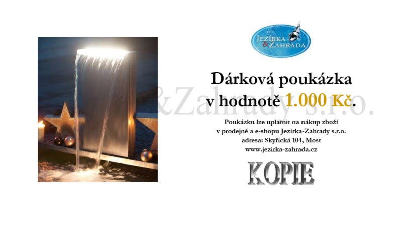 Dárková poukázka 1000 Kč - E-shop Poukázky, suvenýry (KOI)