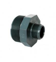 PVC dvojnipl redukovaný 3/4" x 1/2" ext. - Stavba jezírka,hadice,trubky,fitinky Tvarovky,fitinky Přechodové niply, dvojniply