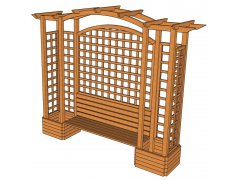 Pergola s lavičkou a květinovým truhlíkem