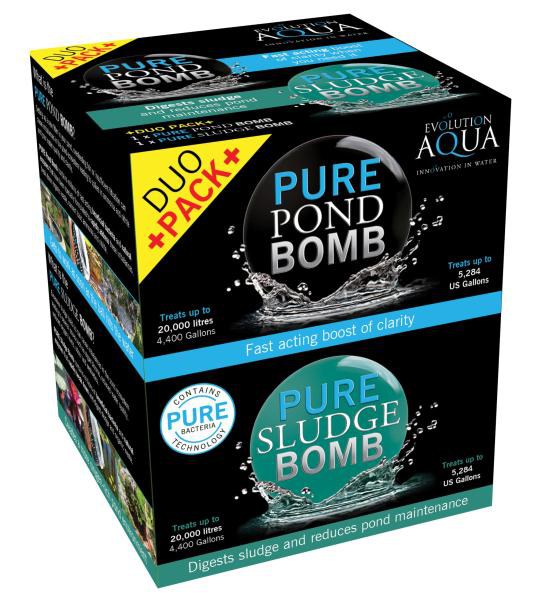 Evolution Aqua Duo Pack Pure Pond Bomb+Pure Sludge Bomb - startovací a čistící bakterie+odstraňují kal (1ks na 20m3)