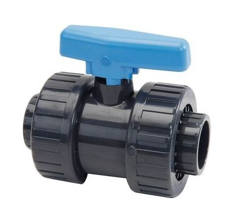 PVC kulový dvoucestný ventil (20mm) - Stavba jezírka,hadice,trubky,fitinky Kulové ventily, klapky, rozdělovače PVC kulové ventily