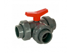 PVC kulový třícestný ventil 20mm (T)