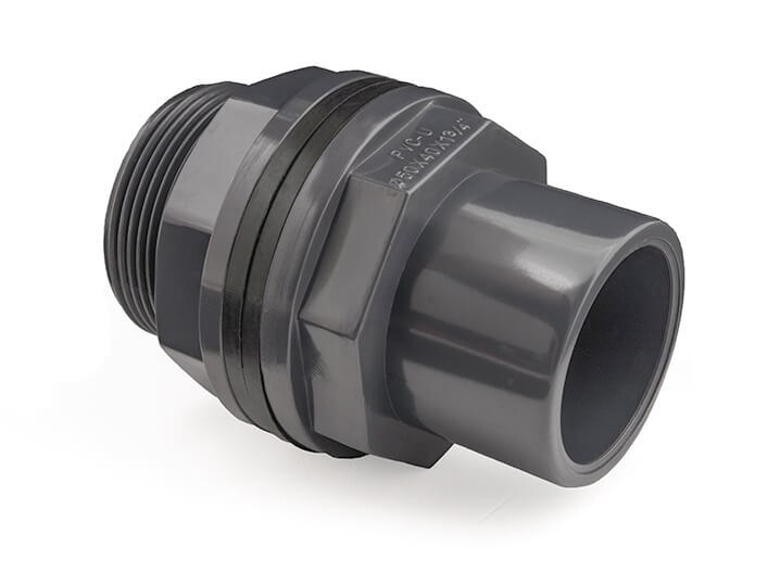 PVC stěnová průchodka prodloužená 40mm x 1¾" ext. - Stavba jezírka, hadice, trubky, fitinky Tvarovky, fitinky Stěnové průchodky