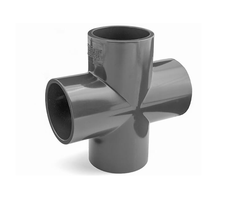 PVC kříž 75mm - Stavba jezírka, hadice, trubky, fitinky Tvarovky, fitinky T-kusy, Y-kusy, kříže